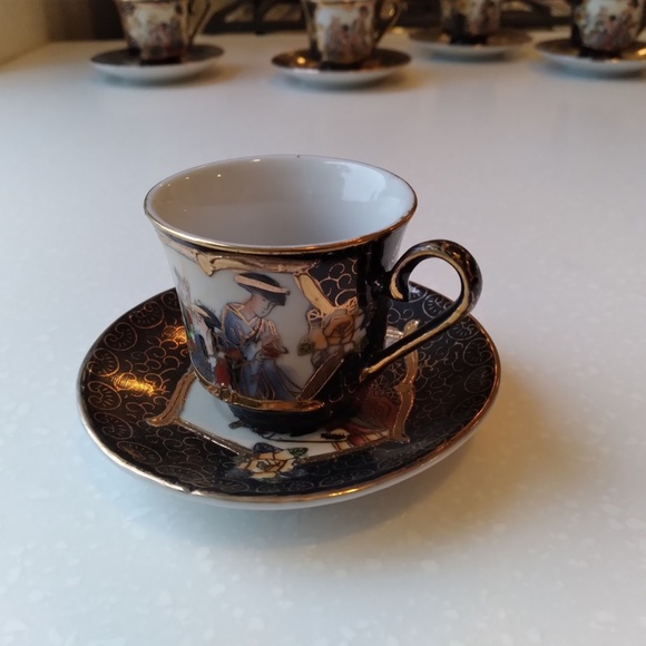 Japanese Theme Decorative Cups and Saucers Set of 5 - Picture 6 of 10